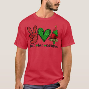 T-shirt Lover Paix Chrismtas Plaid Peace Sign Heart Chris