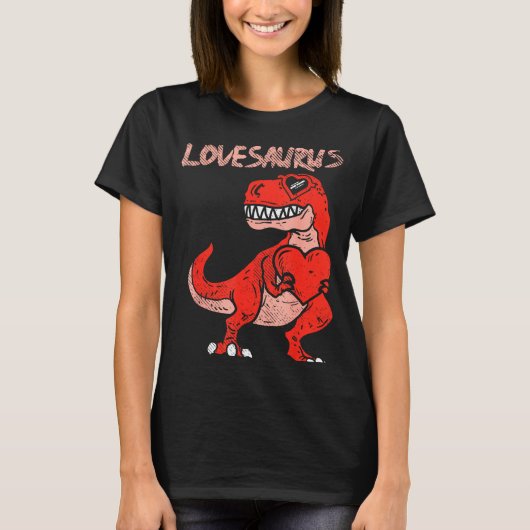 T-shirt Lovesaurus Trex Dinosaur Heart Cute Valentines Day (Devant)