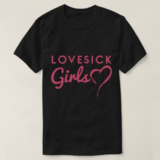 T-shirt Lovesick filles rose noire (Design devant)