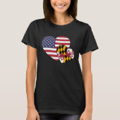 T-shirt Loving USA & Maryland State Flag Heart Proud Ameri (Devant)