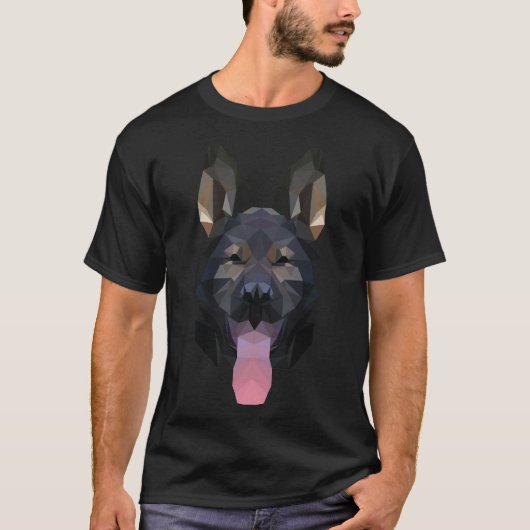 T-shirt Low Poly German Shepherd 950 (Devant)