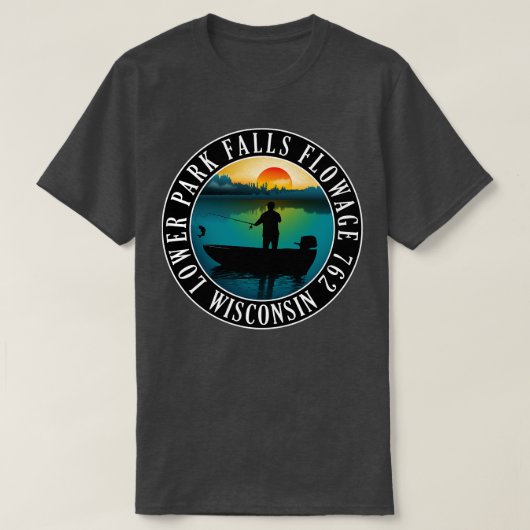 T-shirt Lower Park Falls Flowage 762 Wisconsin Fishing (Design devant)
