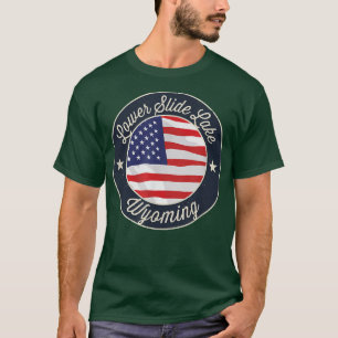 T-shirt Lower Slide Lake - Patriotic Wyoming Souvenir T-Sh