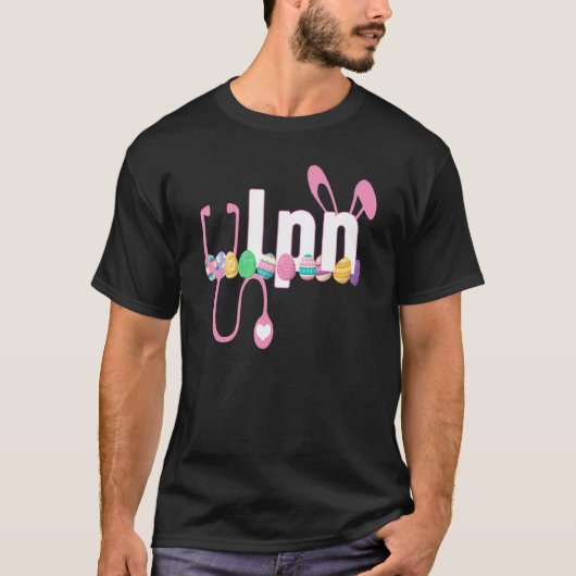T-shirt Lpn Stethoscope Scrub Happy Pâques Mignonne Lapin (Devant)