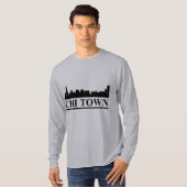 T-shirt LS de Chicago Skyline Chi Town Mens (Devant entier)