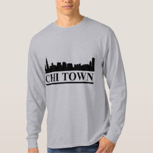 T-shirt LS de Chicago Skyline Chi Town Mens