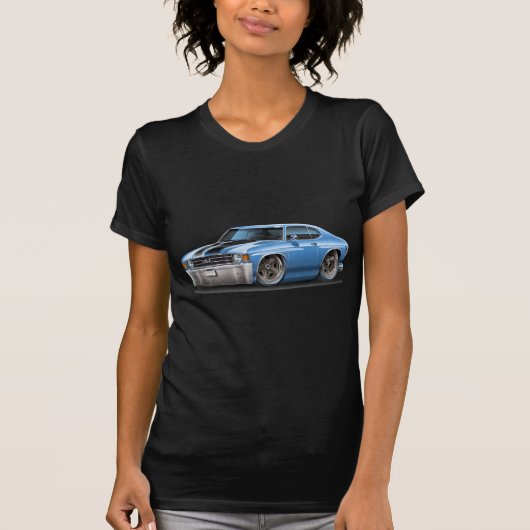 T-shirt Lt 1971-72 de Chevelle Bleu-Noir Car (Devant)