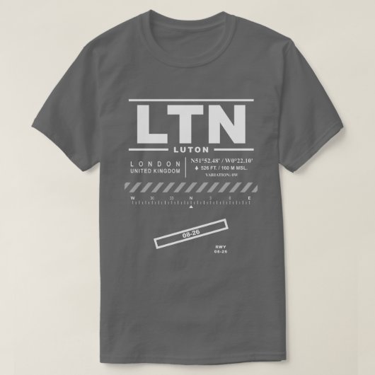 T-shirt LTN de l'aéroport de Londres Luton (Design devant)