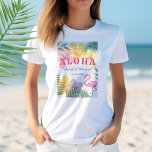 T-shirt Luau<br><div class="desc">Célébrez dans un style tropical avec ce t-shirt luau amusant et dynamique ! Avec ses fleurs colorées d'hibiscus, ses feuilles luxuriants de palmiers, son flamant rose, ses noms et sa date, c'est l'endroit idéal pour les fêtes de plage, les fêtes de destination ou les fêtes pré-mariages. Idéal pour les couples,...</div>