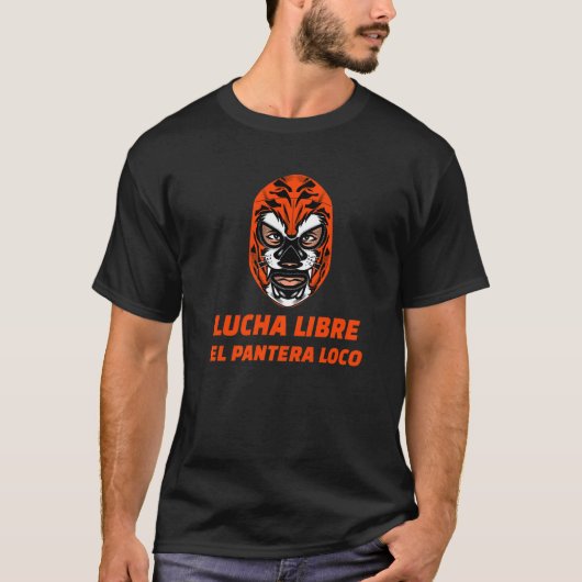 T-shirt Lucha Libre El Pantera Loco Masque de lutte mexica (Devant)