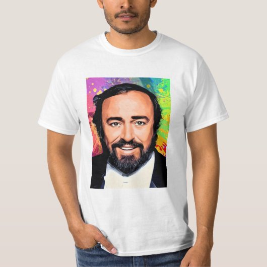 T-shirt Luciano Pavarotti Portrait coloré (Devant)