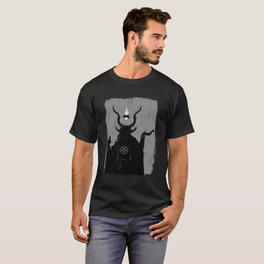T-shirt Lucifer Porteur Léger Satanic Occult Baphomet Chèv (Devant entier)