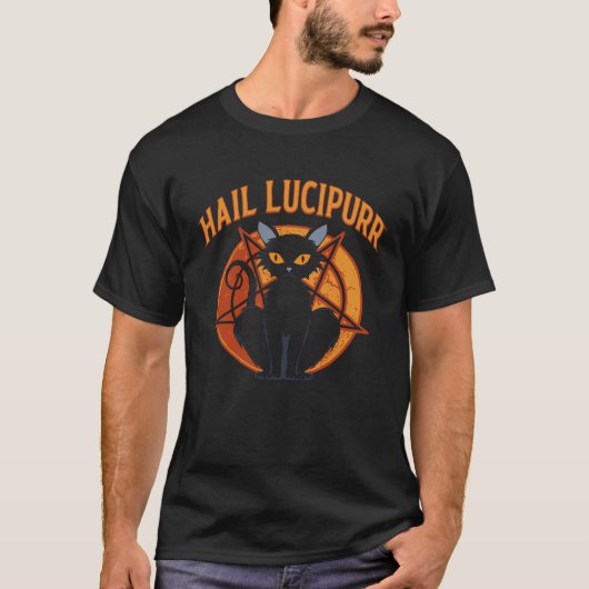 T-shirt Lucipurr  Satanic Baphomet Occult Gothic Demon Cat (Devant)