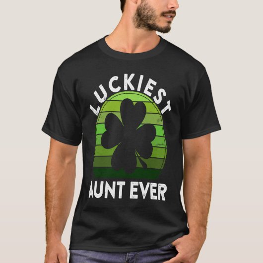 T-shirt Luckiest Aunt Ever Shamrock Sunset St Patricks Da (Devant)