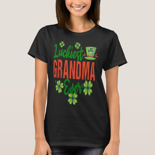 T-shirt Luckiest Grandma Ever ST Patrick s Day Shamrock Le (Devant)