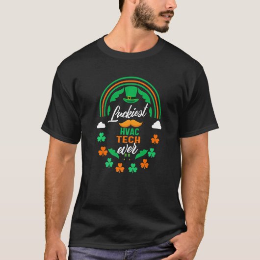 T-shirt Luckiest Hvac Tech jamais Shamrock Top Hat St Patr (Devant)