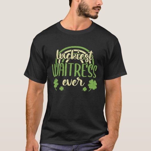 T-shirt Luckiest Waitress Ever St Patricks Day Shamrock (Devant)