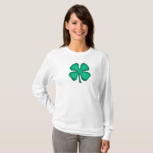 T-shirt Lucky 4 Leaf Irlandais Clover femmes blanc long ch (Devant entier)