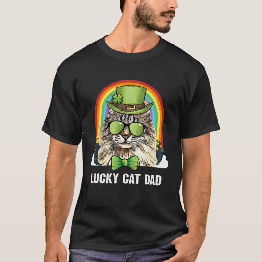 T-shirt Lucky American Curl Cat Dad St Patricks Day (Devant)