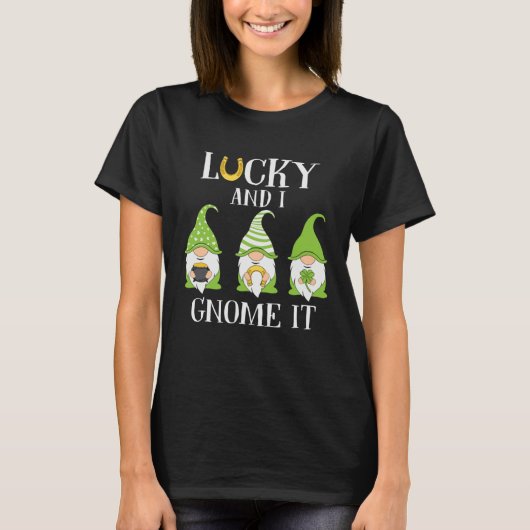 T-shirt Lucky and I Gnome It Three Lucky Gnomes St Patrick (Devant)