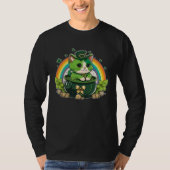 T-shirt Lucky Cat and Pot Rainbow Shamrock St Patrick s Da (Devant)