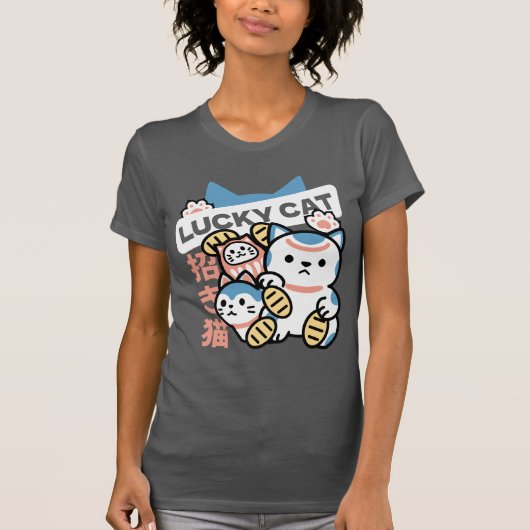 T-shirt Lucky Cat Art – Maneki Neko with Gold Coin (Devant)