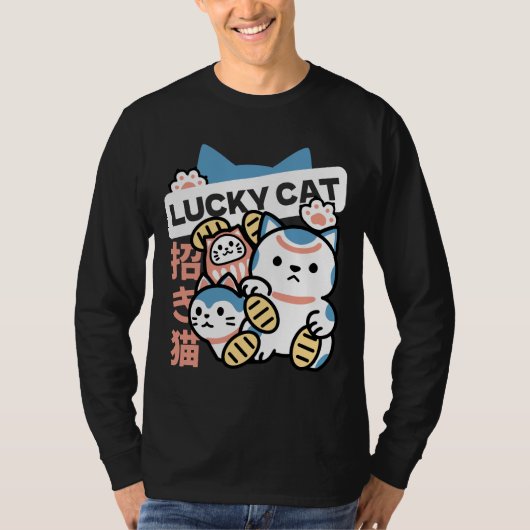 T-shirt Lucky Cat Art – Maneki Neko with Gold Coin (Devant)
