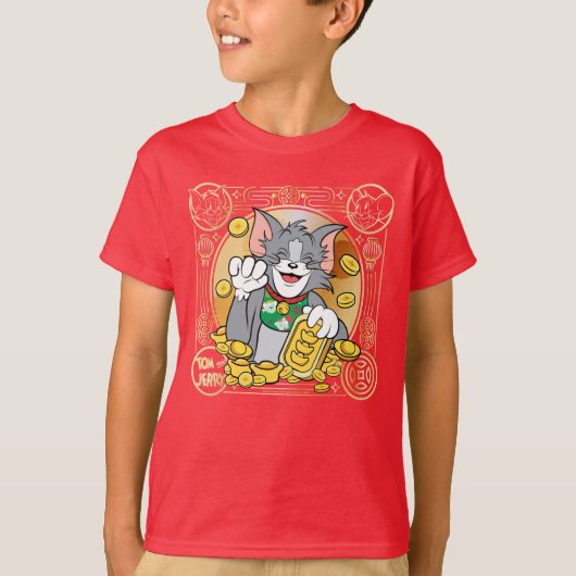 T-shirt Lucky Cat Jerry Avec Sycees Or (Devant)