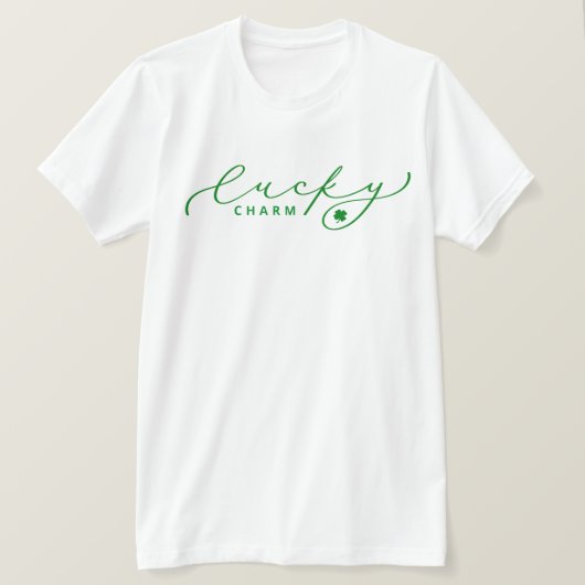T-shirt Lucky Charm St. Patrick's Day Cute Green Script (Design devant)