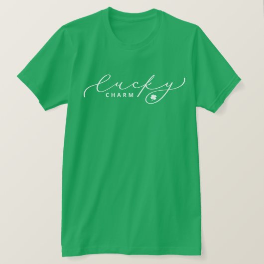 T-shirt Lucky Charm St. Patrick's Day Cute White Script (Design devant)