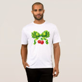 T-shirt Lucky Clover Bow with Cherries Green Design (Devant entier)