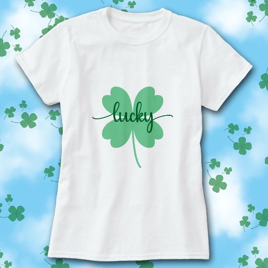 T-shirt Lucky Clover Script St. Patrick’s Day Tee       