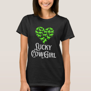 T-shirt Lucky Cowgirl Horse Girl St Paddy's Day Green Hear