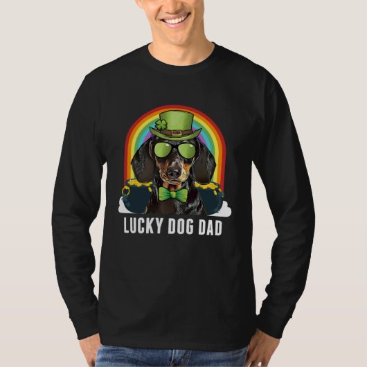 T-shirt Lucky Dachshund Dog Dad St Patricks Day (Devant)