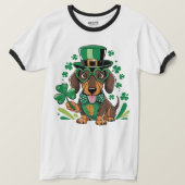 T-shirt Lucky Dachshund St Patrick's Day Shamrock Chien Lo (Design devant)