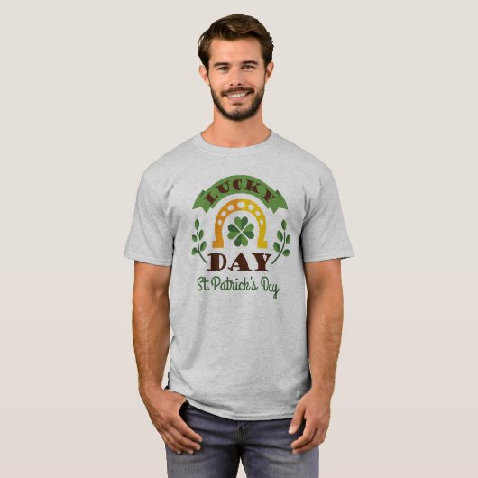 T-shirt Lucky Day St. Patrick's Day Symboles et typographi (Devant entier)