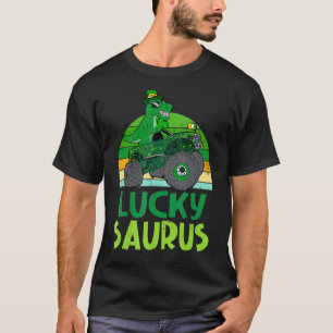 T-shirt Lucky Dinosaur Monster Truck T Rex Shamrock St Pat
