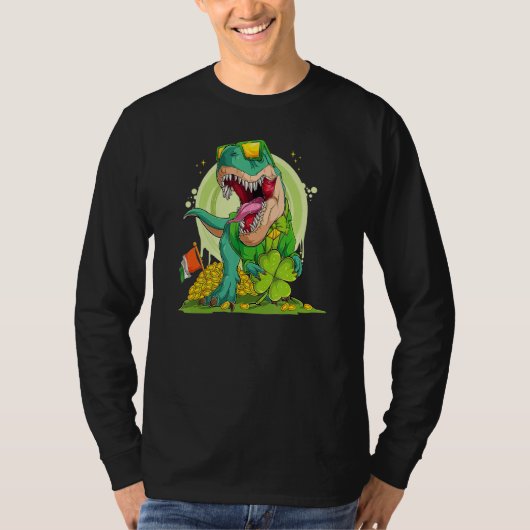 T-shirt Lucky Dinosaur T Rex Leprechaun Clover Irish Sungl (Devant)