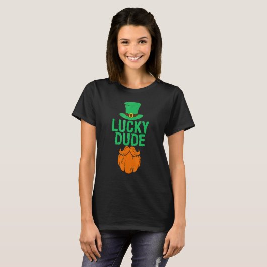 T-shirt Lucky Dude St Patrick's Day Irlandais Top Hat avec (Devant entier)