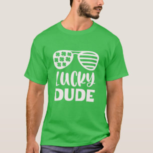 T-shirt Lucky Dude St Patrick's Day Sunglasses With Shamro