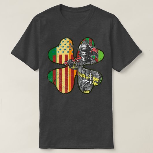 T-shirt Lucky Firefighter Four Leaf Clover St patrick Da (Design devant)