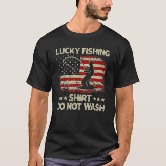 T-shirt Lucky Fishing Ne Lave Pas Vintage Pêcheur Usa F