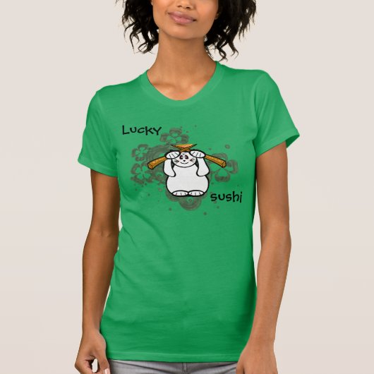 T-shirt Lucky Four Leaf Clover Sushi-cat chanceux maneki n (Devant)