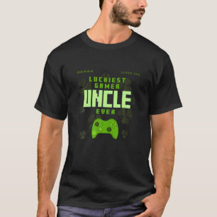 T-shirt Lucky Gamer Uncle Jamais Gamepad Shamrock Funny Un