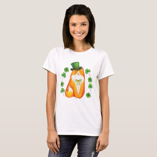 T-shirt Lucky Ginger Kitty St patrick (Devant entier)