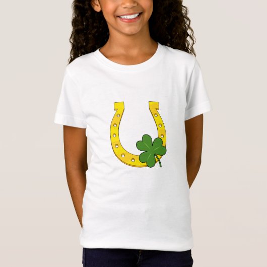 T-Shirt Lucky Golden Horseshoe avec Shamrock en blanc (Devant)