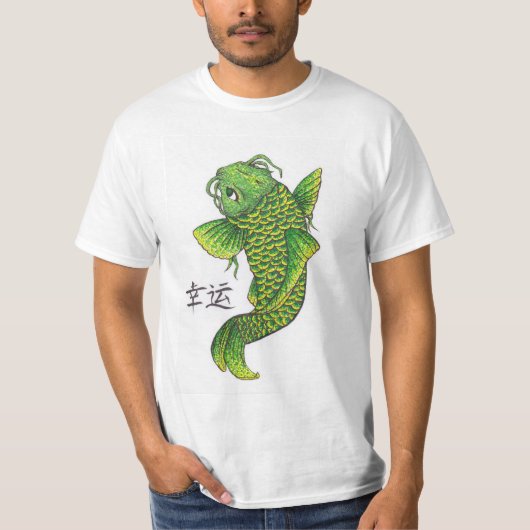 T-shirt Lucky Green Koi Poisson Carpe (Devant)