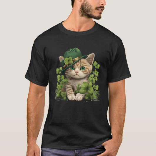 T-shirt Lucky Green Proud Irish St Patricks Day Cat 1 (Devant)