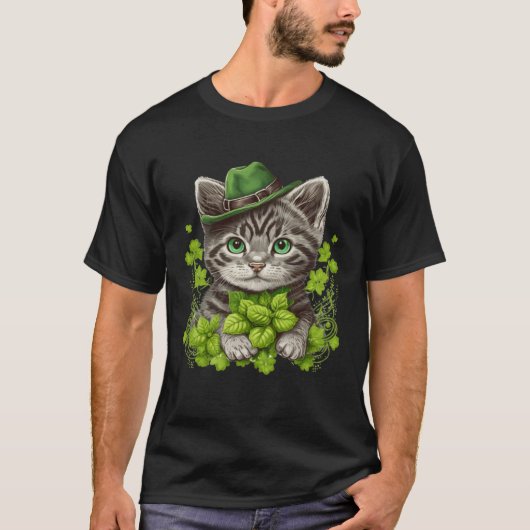 T-shirt Lucky Green Proud Irish St Patricks Day Cat  3 (Devant)