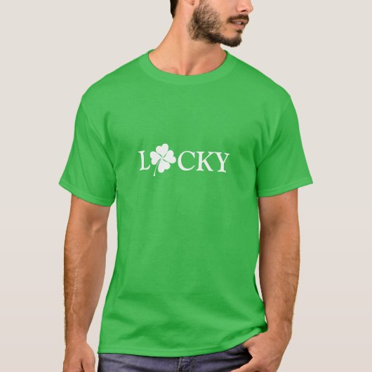 T-shirt Lucky green white Clover shamrock St. Patrick's (Devant)